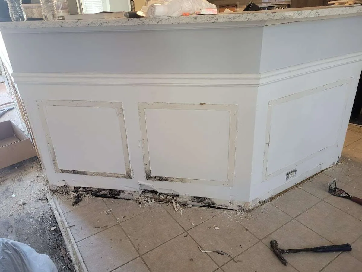 Water damage and mold on kitchen during Storm Damage Restoration in Edgewood